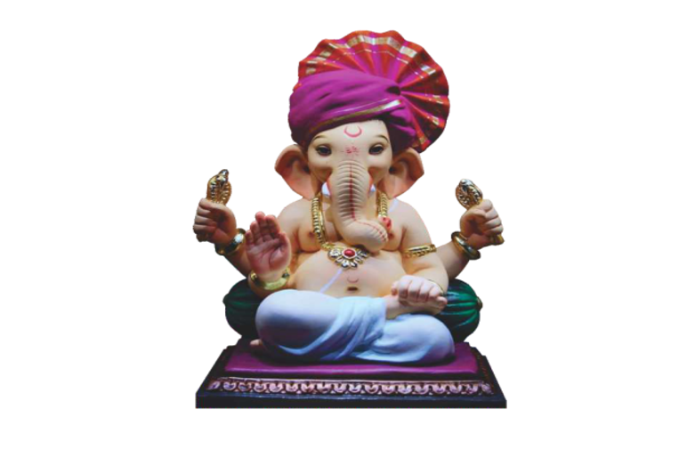 Size 6X5X6 Eco-Friendly Lord Ganesha Idol with Traditional Feta
