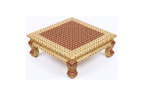 Mahamart Royal Red & Gold Decorative Puja Chowki for Festivals