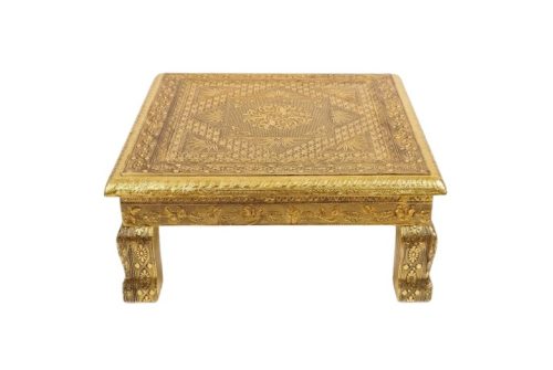 Mahamart Royal Embossed Gold Chaurang Stool for Home Mandir