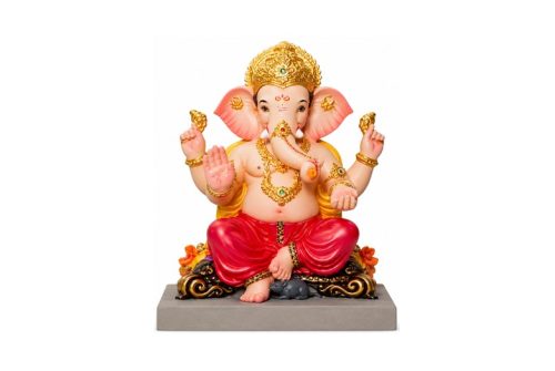 9.5 x 6.5 x 14H Eco Friendly Ganesha Idol With Chaurang